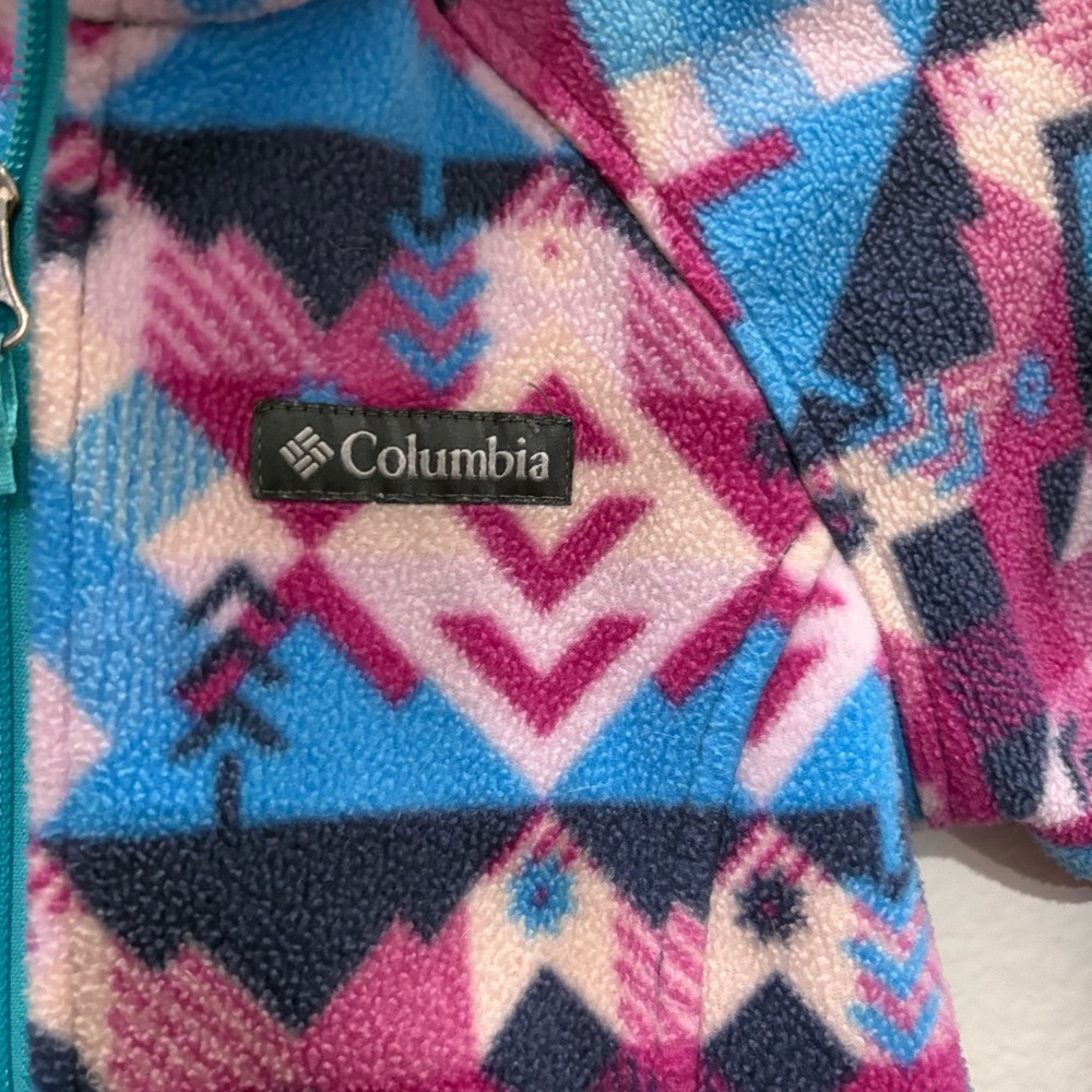 Columbia Fleece Aztec Pattern Zip Up Jacket - Picture 2 of 6